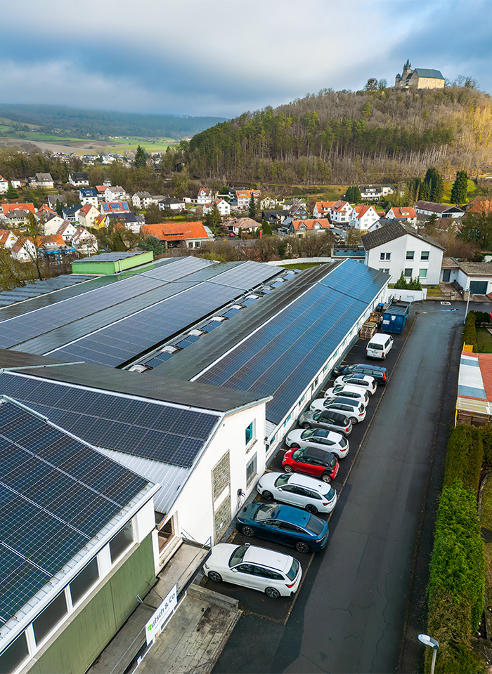 Das Gebäude von Rutsch & Co aus der Vogelperspektive